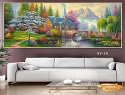 Tranh sơn dầu ngôi nhà hạnh phúc GTD29