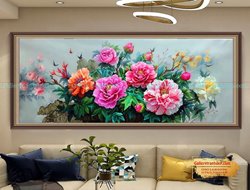 Tranh Vẽ Hoa Mẫu Đơn GTD21