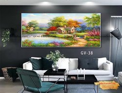 Tranh sơn dầu phong cảnh ngôi nhà hạnh phúc GTD13
