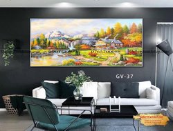 Tranh sơn dầu phong cảnh ngôi nhà hạnh phúc GTD07