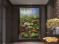 Tranh cá chép hoa sen GTD07