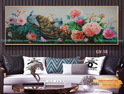Tranh Hoa Mẫu Đơn Và Chim Công GTD16