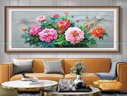 Tranh Vẽ Hoa Mẫu Đơn GTD22