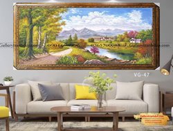 Tranh sơn dầu phong cảnh sơn thủy hữu tình GTD30