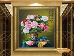 Tranh Bình Hoa Mẫu Đơn Đẹp GTD28